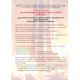 Čas zvýšeného nebezpečenstva vzniku požiaru
