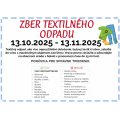 Zber textilného odpadu: 13.10.2025 - 13.11.2025
