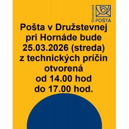 Pošta - oznam: 25.03.2026