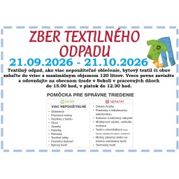 Zber textilného odpadu: 21.09.2026 - 21.10.2026