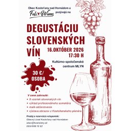 Degustácia slovenských vín v Mlyne v Kostoľanoch nad Hornádom: 16.10.2026