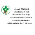 Lekáreň v Kostoľanoch nad Hornádom - oznam
