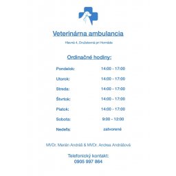 Veterinárna ambulancia v Družstevnej pri Hornáde - ordinačné hodiny