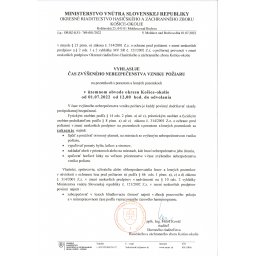 Vyhlásenie času zvýšeného nebezpečenstva vzniku požiaru